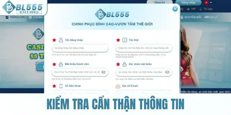 Kiểm tra cẩn thận thông tin trước khi gửi yêu cầu